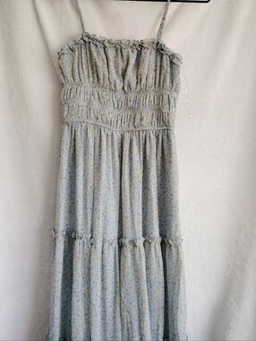 Trixxi Blue Floral Tiered Maxi Dress Backless,  Spring Dress